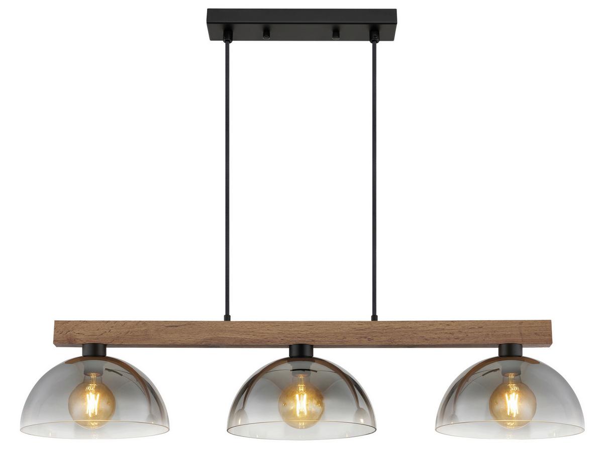 Hängeleuchte 30660346 Romy - Klar/Dunkelbraun, Design, Glas/Holz (114/30/120cm) - Globo