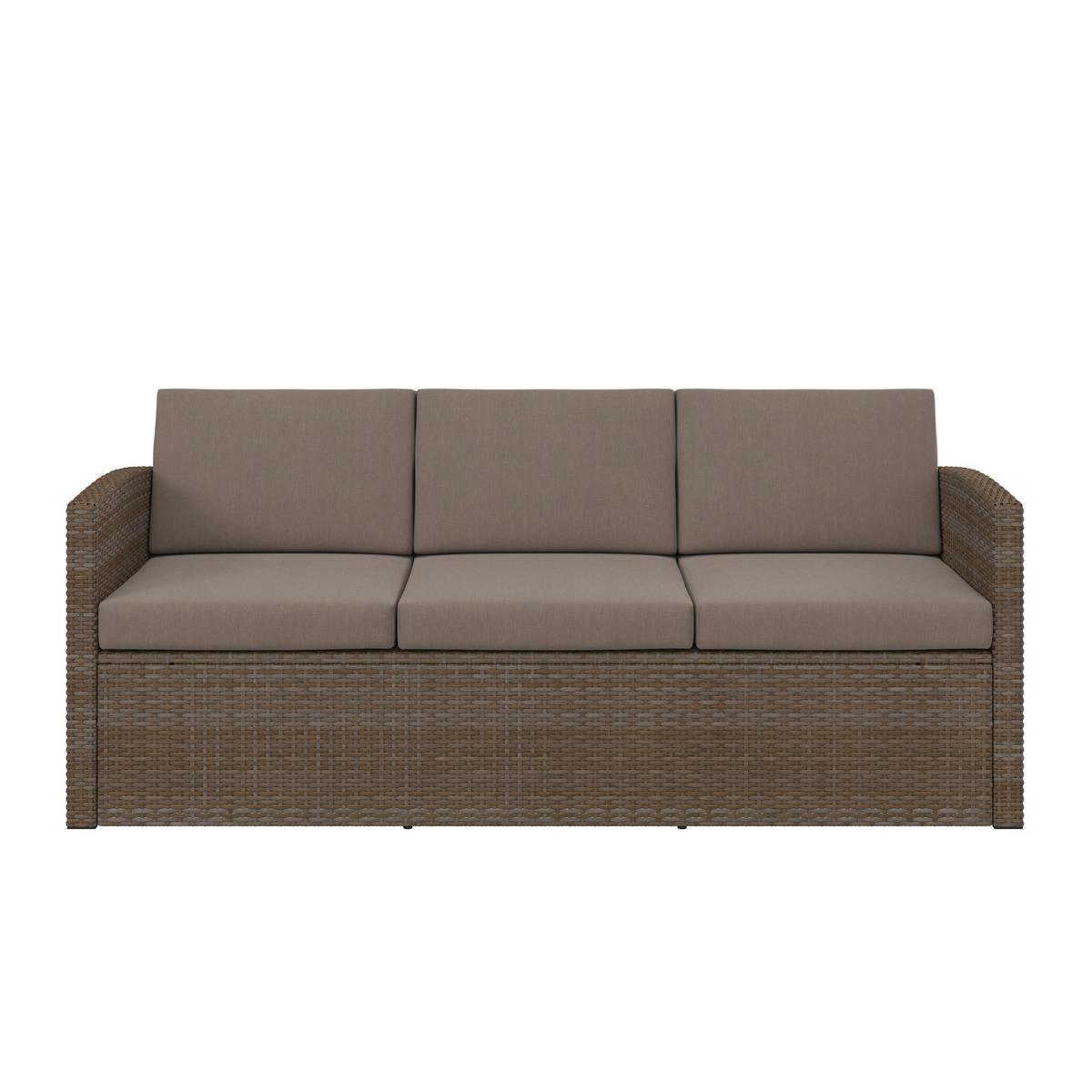 Loungegarnitur Seline Braun Polywood - Hellbraun/Beige, Natur, Kunststoff/Textil (130/76,5/71,5cm) - Mömax
