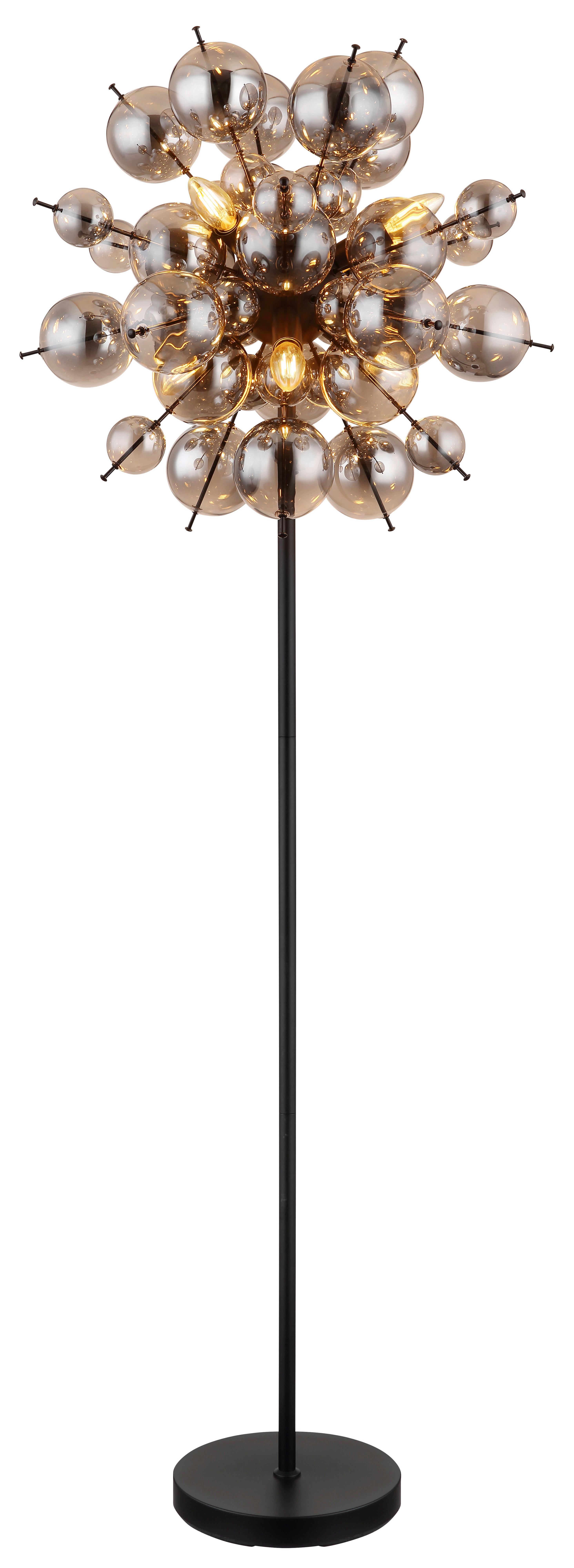 Stehleuchte Shae Schwarz max. 25 Watt - Schwarz, MODERN, Glas/Metall (55/120cm)