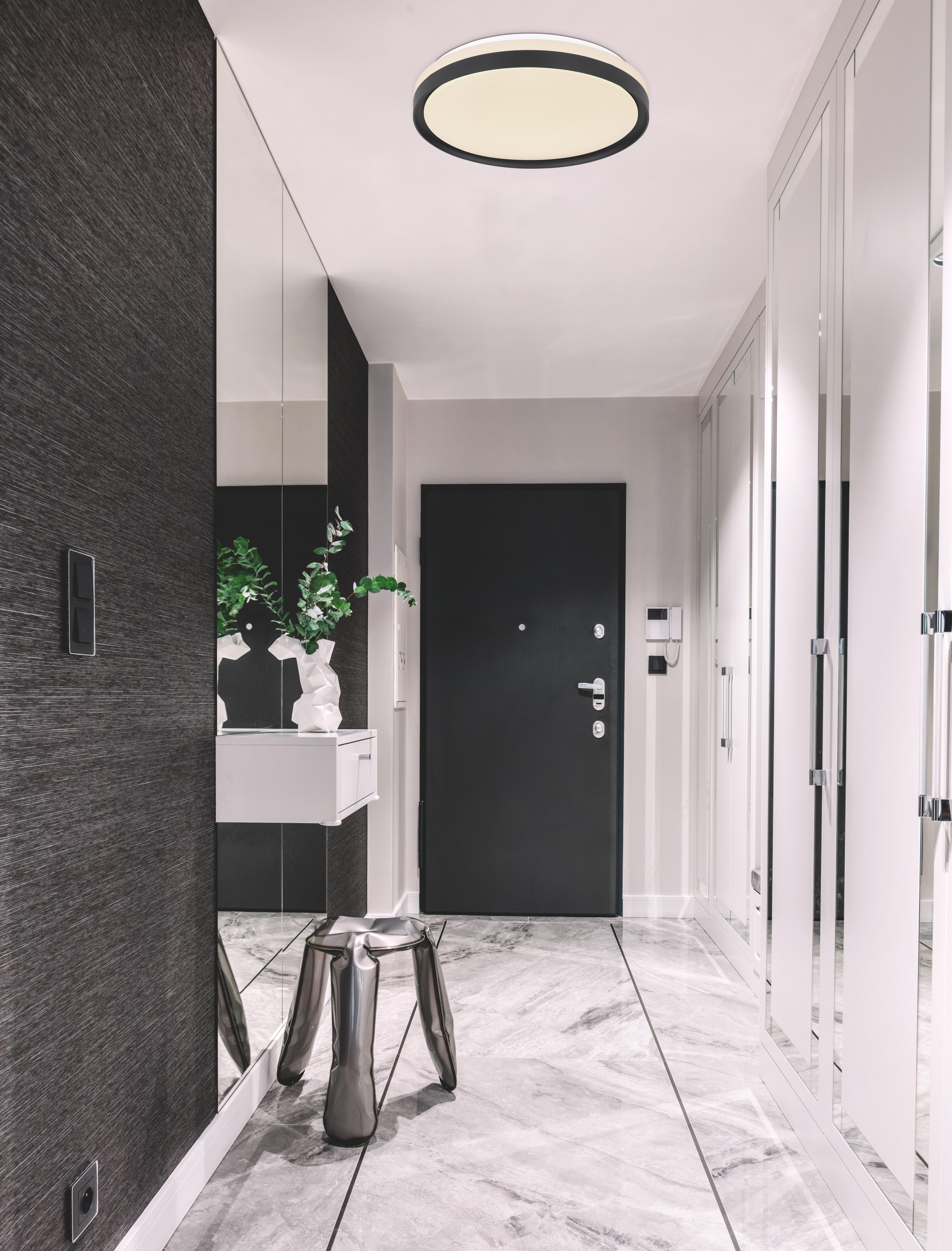 LED-Deckenleuchte Sonny in Schwarz max. 18 Watt - Opal/Schwarz, Design, Kunststoff/Metall (39/8cm) - Globo