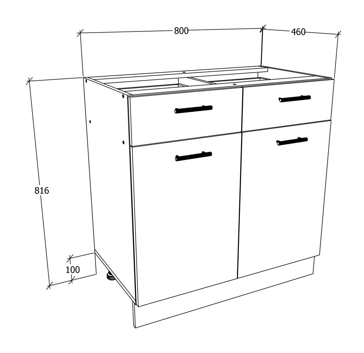 Kuhinjska Spodnja Omarica Esilo, Hrast, Bela - bela/barve aluminija, Konvencionalno, kovina/leseni material (80/82/46cm) - MID.YOU