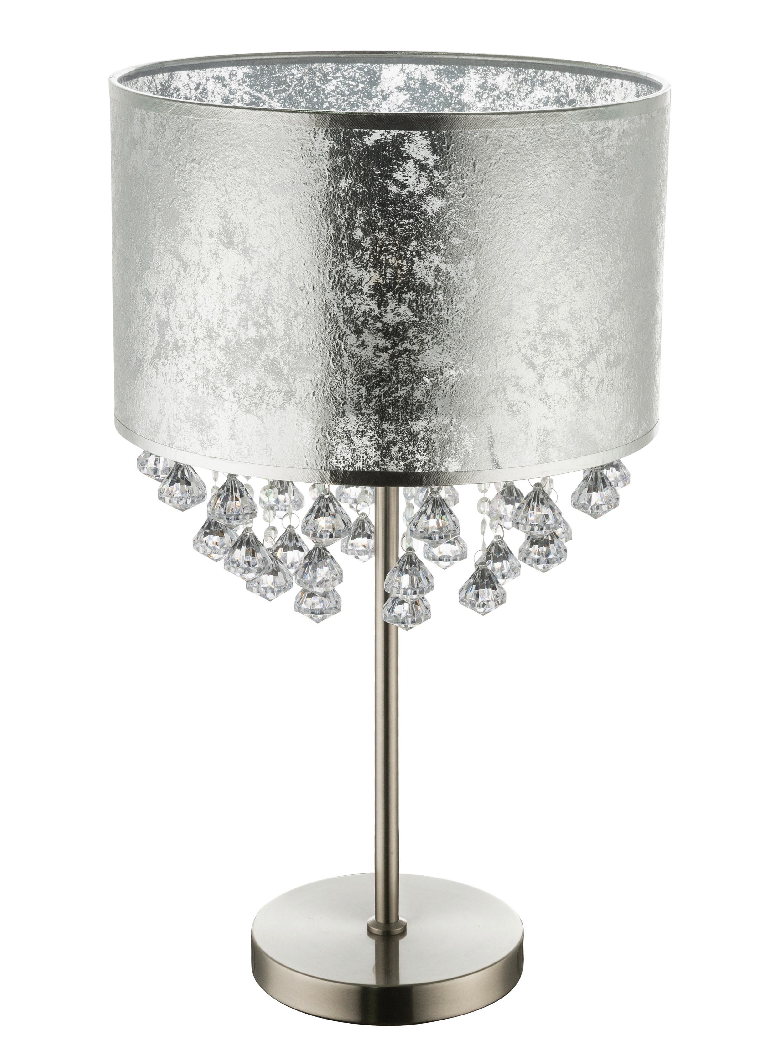 Tischleuchte Amy I in Silberfarben max. 60 Watt - Klar/Silberfarben, Design, Kunststoff/Textil (32/56cm) - Globo