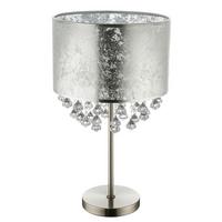 Tischleuchte Amy I in Silberfarben max. 60 Watt - Klar/Silberfarben, Design, Kunststoff/Textil (32/56cm) - Globo