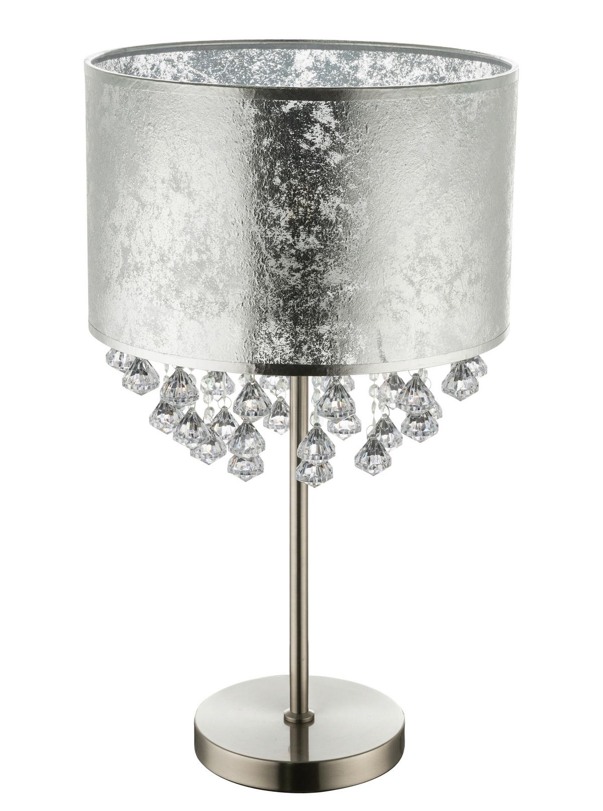 Tischleuchte Amy I in Silberfarben max. 60 Watt - Klar/Silberfarben, Design, Kunststoff/Textil (32/56cm) - Globo