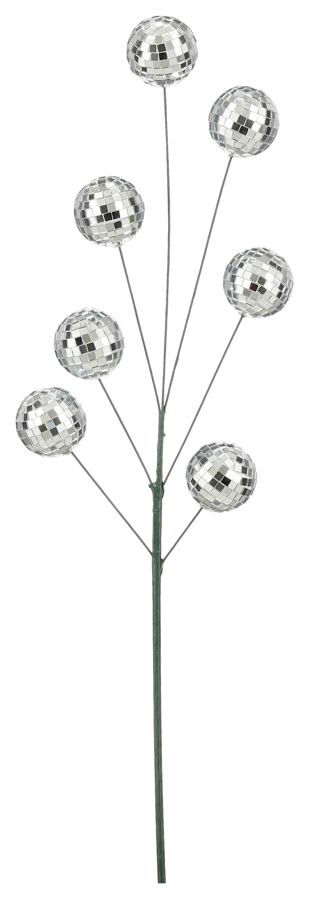 Dekozweig Spiegelkugel Silberfarben - Silberfarben, MODERN (5/60cm) - Mömax