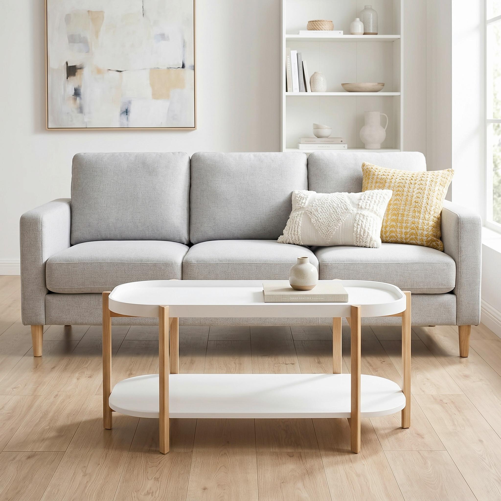 SOFFBORD STRUT - vit/naturfärgad, Modern, trämaterial/trä (100/50/45cm) - Mömax