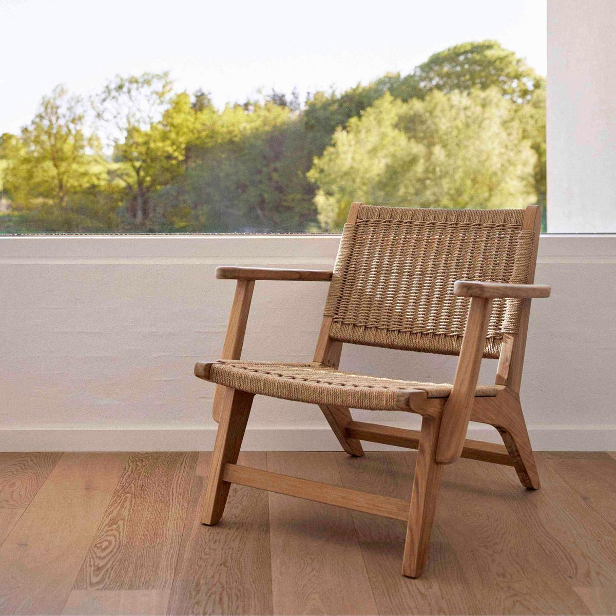 Loungesessel Eya Teak Indoor - Hellbraun/Teakfarben, Natur, Holz/Papier (68/71/72cm) - Gardenson