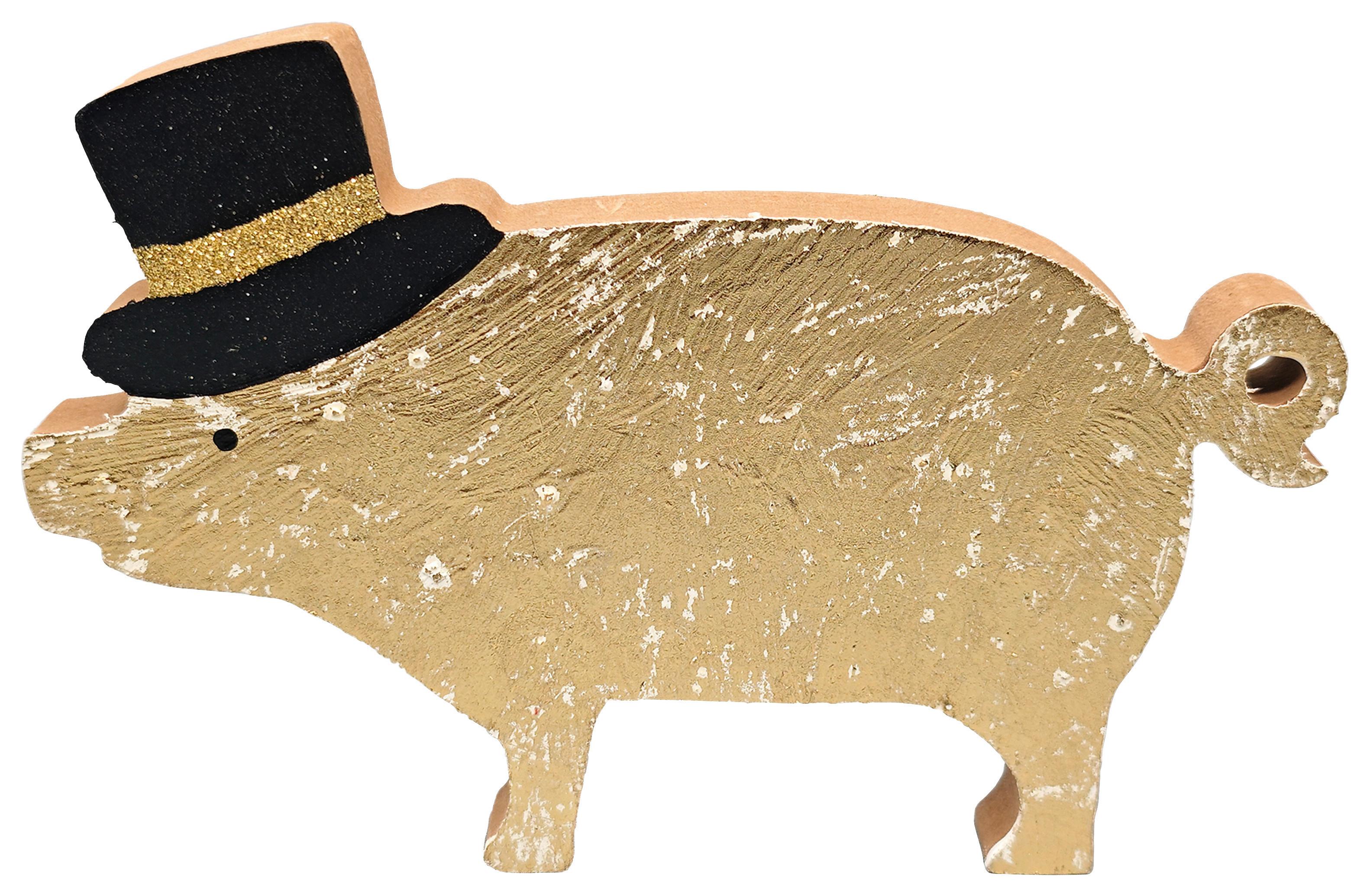 Glücksbringer Lucky Goldfarben - Goldfarben, KONVENTIONELL, Holzwerkstoff (16/11,5/1,5cm) - Mömax