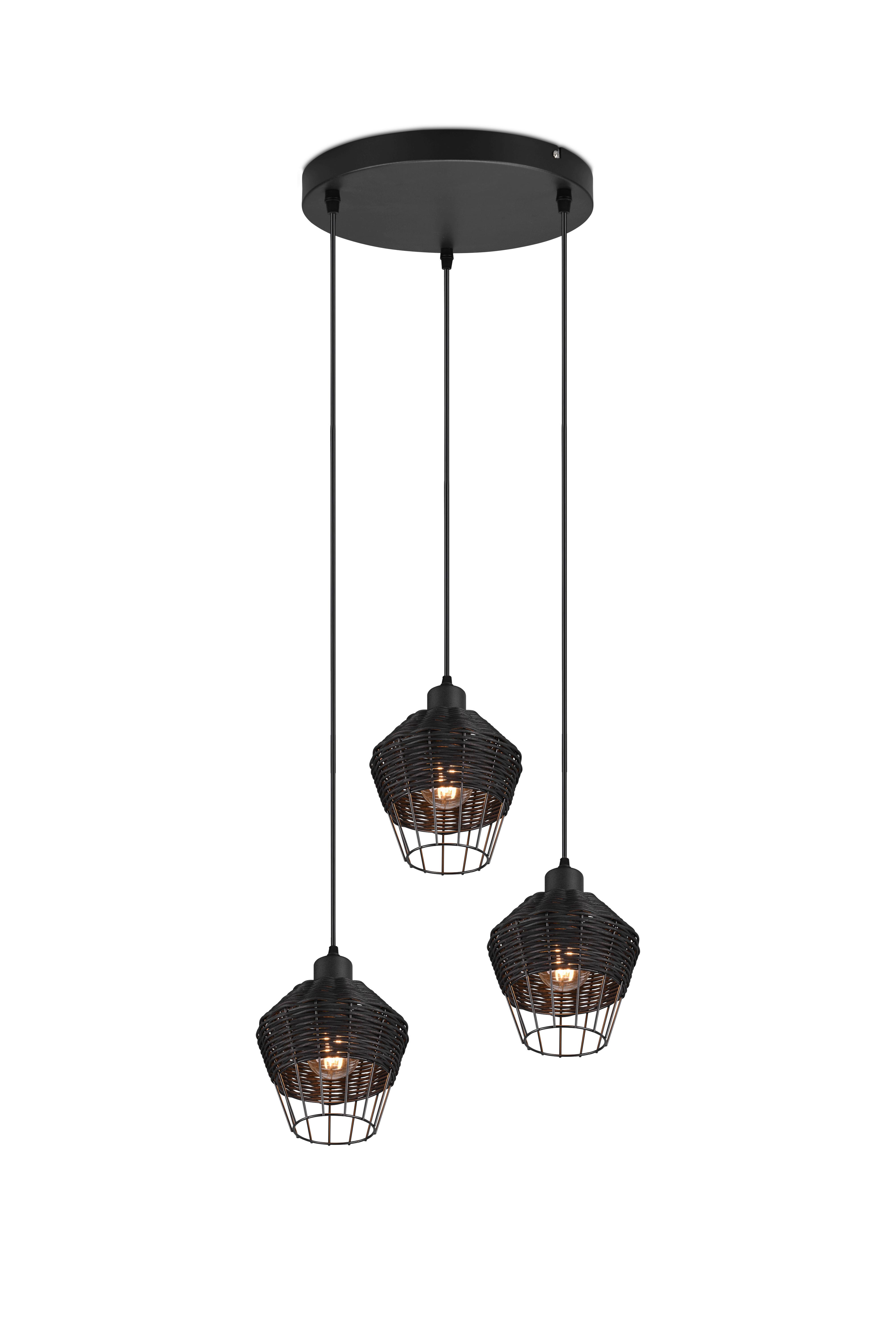 Pendelleuchte Borka Schwarz max. 40 Watt - Schwarz, ROMANTIK / LANDHAUS, Holz/Metall (41/150cm)
