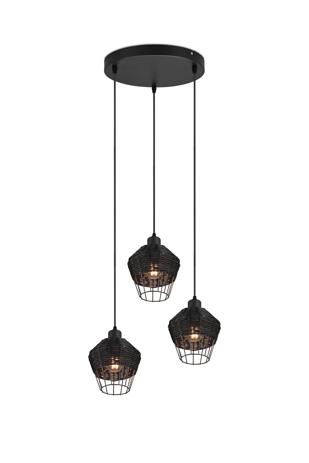 Pendelleuchte Borka Schwarz max. 40 Watt - Schwarz, ROMANTIK / LANDHAUS, Holz/Metall (41/150cm)