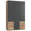 Drehtürenschrank mit Laden, B: 150 cm Eiche Dekor/Graphitf. - Chromfarben/Eichefarben, MODERN, Holzwerkstoff (150/236/58cm) - MID.YOU
