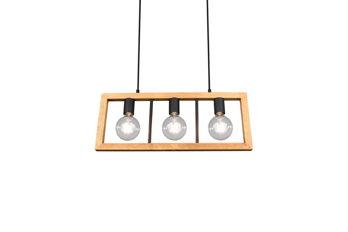 Pendelleuchte Agra Braun/Schwarz max. 10 Watt - Schwarz/Braun, Natur, Holz/Metall (60/150/8,5cm) - Trio Leuchten