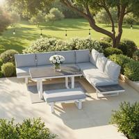 Vrtna Garnitura Leandra - bijela/tamno siva, Moderno, metal/tekstil (288/253cm) - Bessagi Garden