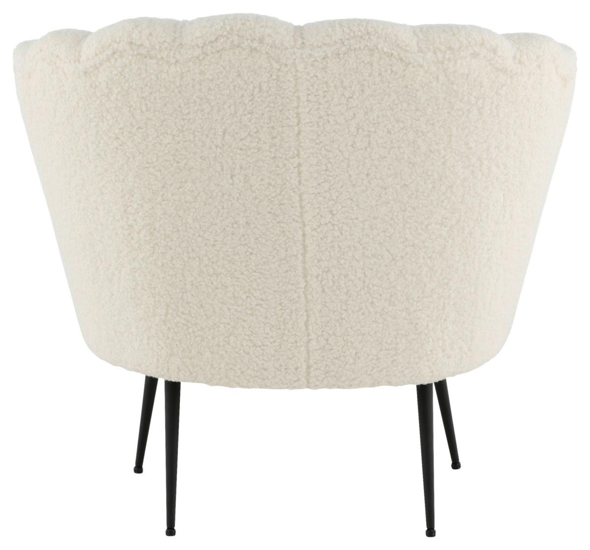 Sessel Calais Teddystoff ca. 83x76 cm Weiß - Schwarz/Weiß, Design, Textil/Metall (83/76/77cm) - Livetastic