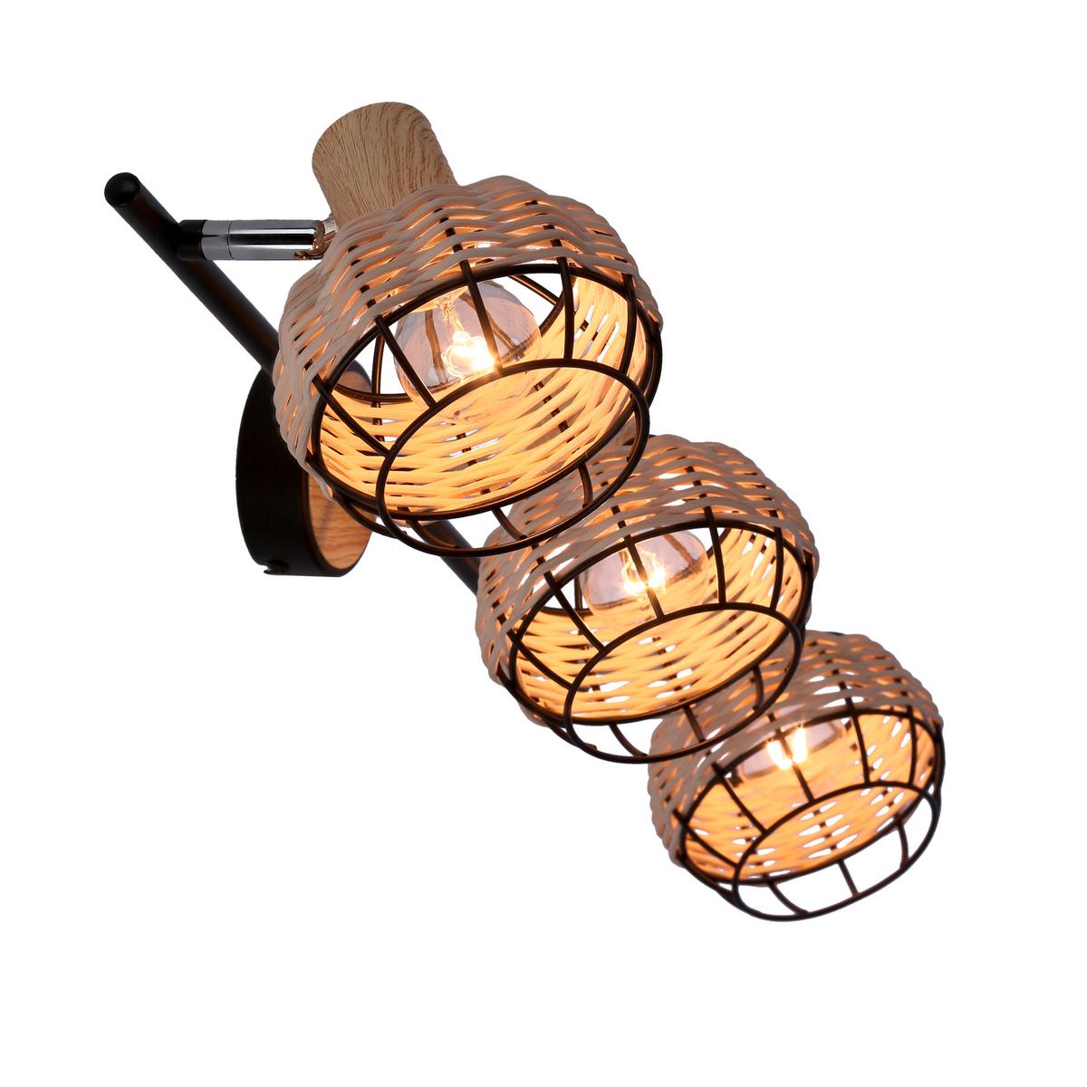 Reflektor Tajga - crna, Natur, drvo/metal (64/12/18cm)