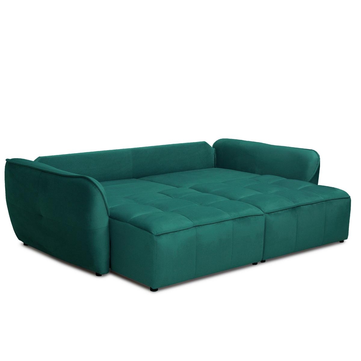 Canapea extensibila BOMBEI - verde/gri, Modern, lemn/textil (243/94/125cm) - Premium Living