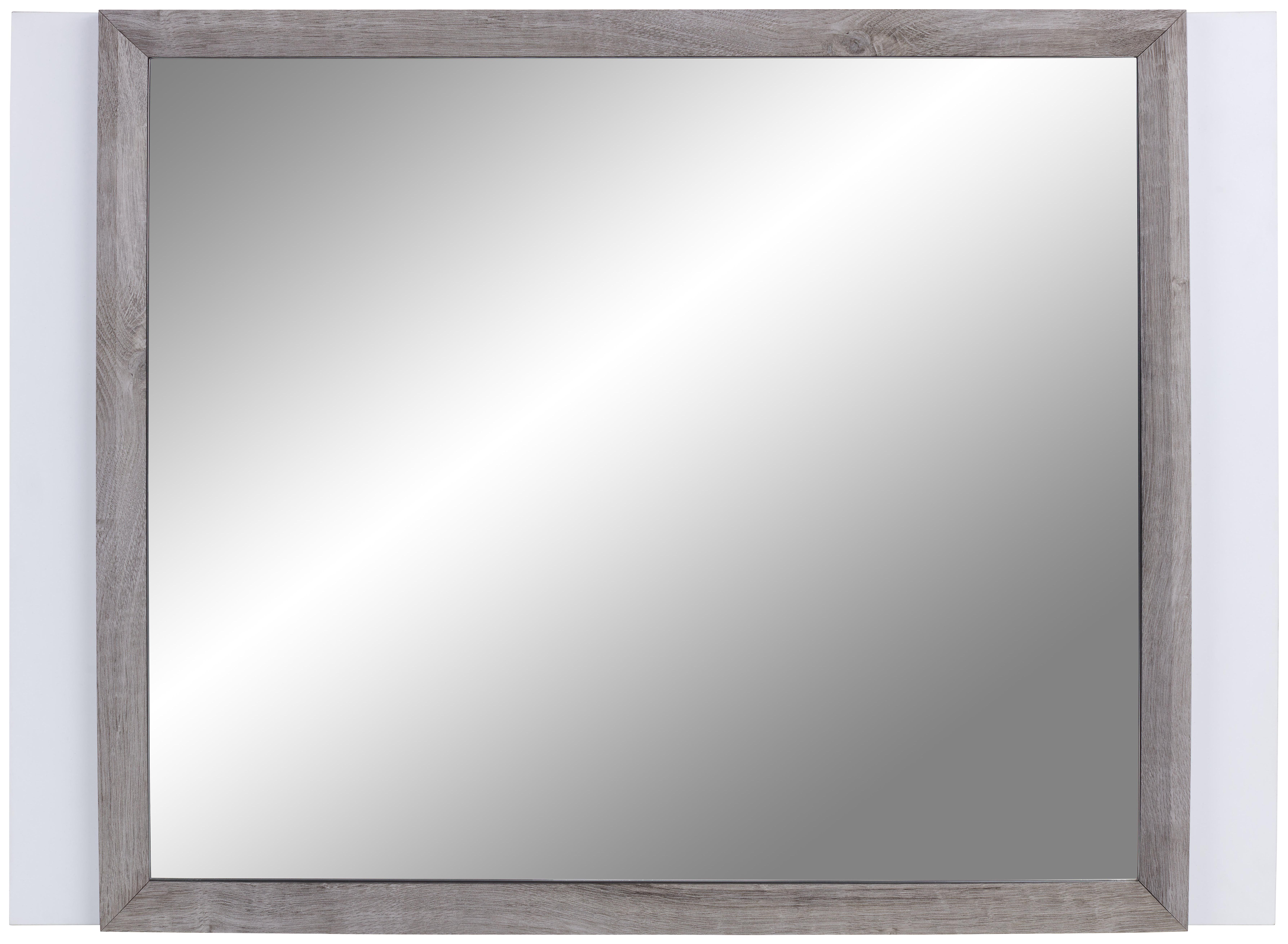 Ogledalo Nagos - barve hrasta/bela, Moderno, leseni material (90/65/3,4cm) - Modern Living