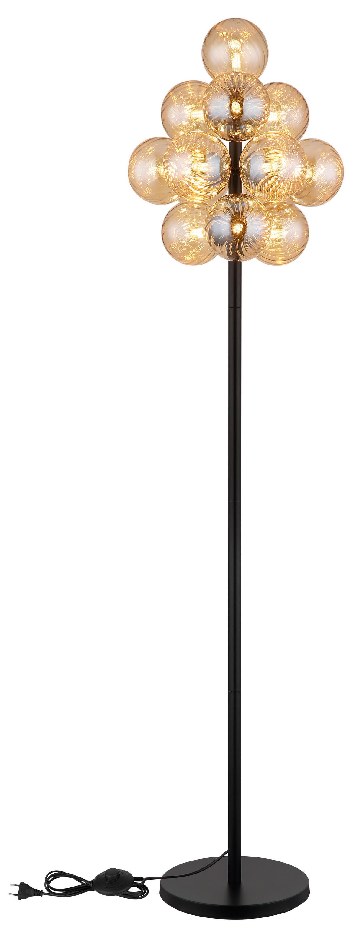 STEHLEUCHTE 56146S - Schwarz/Orange, Design, Glas/Kunststoff (39,5/160cm) - Globo
