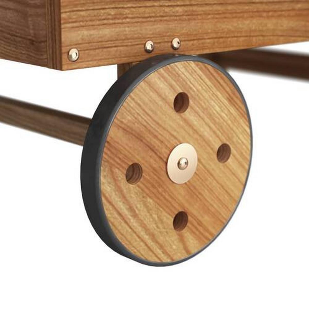 LEŻAK OGRODOWY TENERIFFA - kolor akacjowy/szary, Basics, drewno/tkanina (186/32/70cm) - Ambia Garden