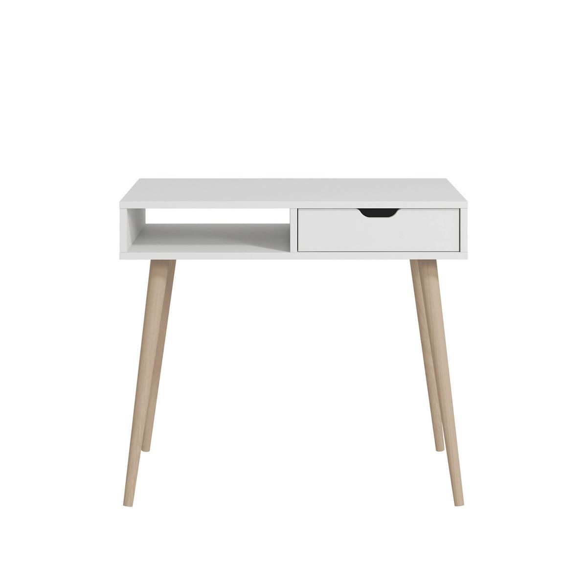 Schreibtisch Offer Weiß ca. 90x60x80cm - Eichefarben/Weiß, Design, Holzwerkstoff (90/60/80cm) - Livetastic