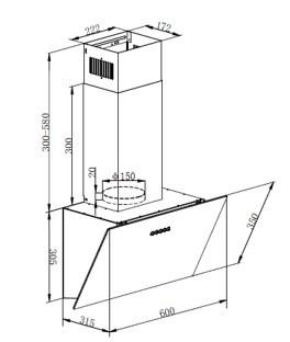 Dunstabzugshaube KHA400MOFSA Schwarz 60cm - Schwarz, Basics, Glas/Metall (60/60,5-88,5/31,5cm) - Mican