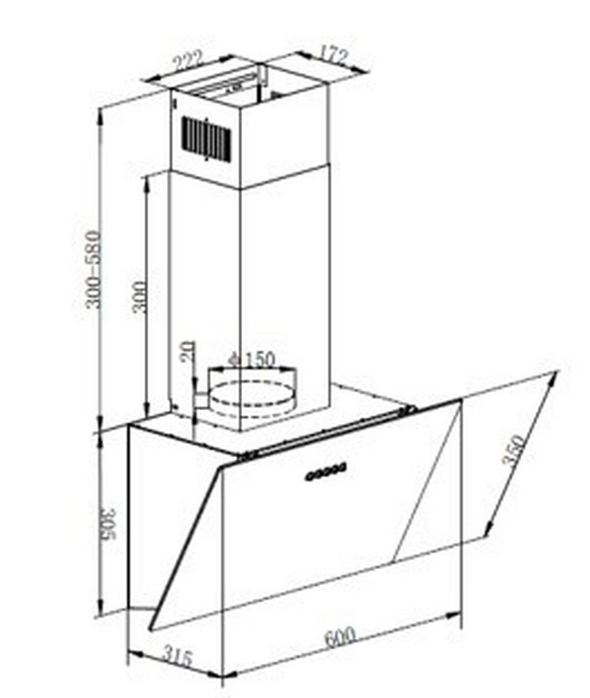 Dunstabzugshaube KHA400MOFSA Schwarz 60cm - Schwarz, Basics, Glas/Metall (60/60,5-88,5/31,5cm) - Mican