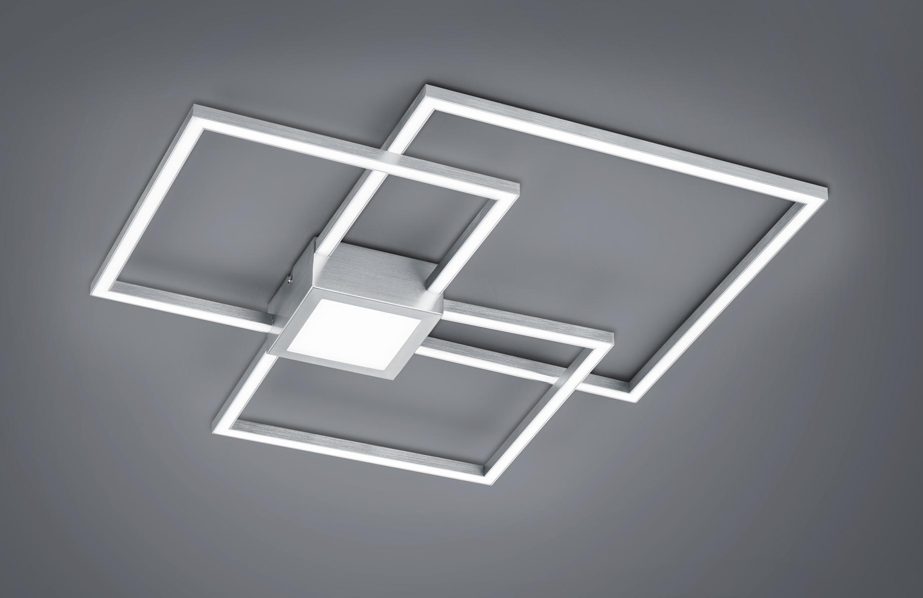 LED-Deckenleuchte Hydra in Nickelfarben max. 38 Watt - Nickelfarben, Design, Kunststoff/Metall (66,5/66,5/6,5cm) - Trio Leuchten