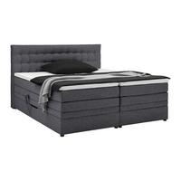 Boxspringbett Luzern Anthrazit ca. 160x200cm - Anthrazit/Schwarz, KONVENTIONELL, Kunststoff/Textil (160/200cm) - Premium Living