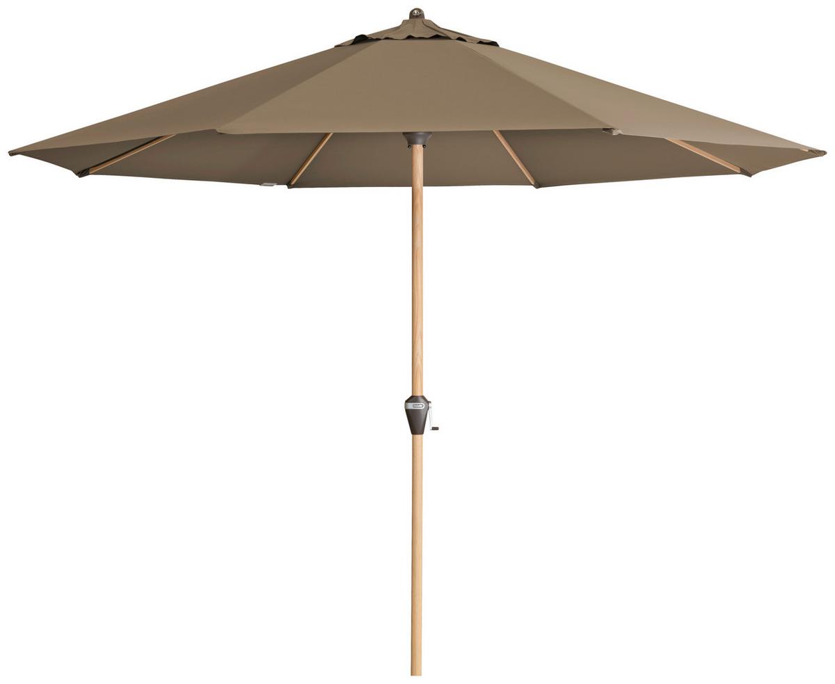 Sonnenschirm Alu Wood Ultra Eschefarben/Greige ca. 350cm - Greige/Eschefarben, Basics, Textil/Metall (350/350cm) - Doppler