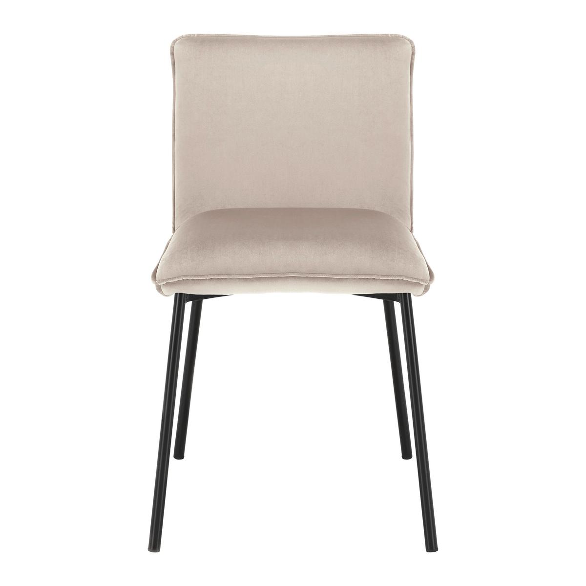 Stuhl Darla Beige Velours Gepolstert - Beige/Schwarz, MODERN, Holz/Textil (49/81/55cm) - Bessagi Home