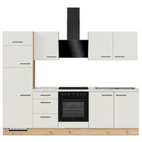 Küchenblock IP1200 o. Geräte Weiß - Eichefarben/Schwarz, MODERN, Holzwerkstoff/Metall (270cm) - Impuls