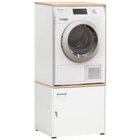 Waschmaschinenschrank SOLEA SET Weiß ca. 67x154x60cm - Chromfarben/Eichefarben, MODERN, Holzwerkstoff/Kunststoff (67,1/154,7/60cm) - MID.YOU