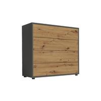 Kommode Mailand Typ 3 Anthrazit/Eichefarben - Anthrazit/Schwarz, MODERN, Holzwerkstoff/Kunststoff (79/73/33cm) - MID.YOU