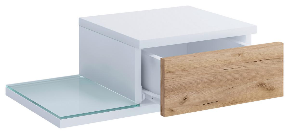 NACHTTISCH KONSILA M - Honigeiche/Weiss, Modern, Glas/Holzwerkstoff (48/15/28cm) - MID.YOU