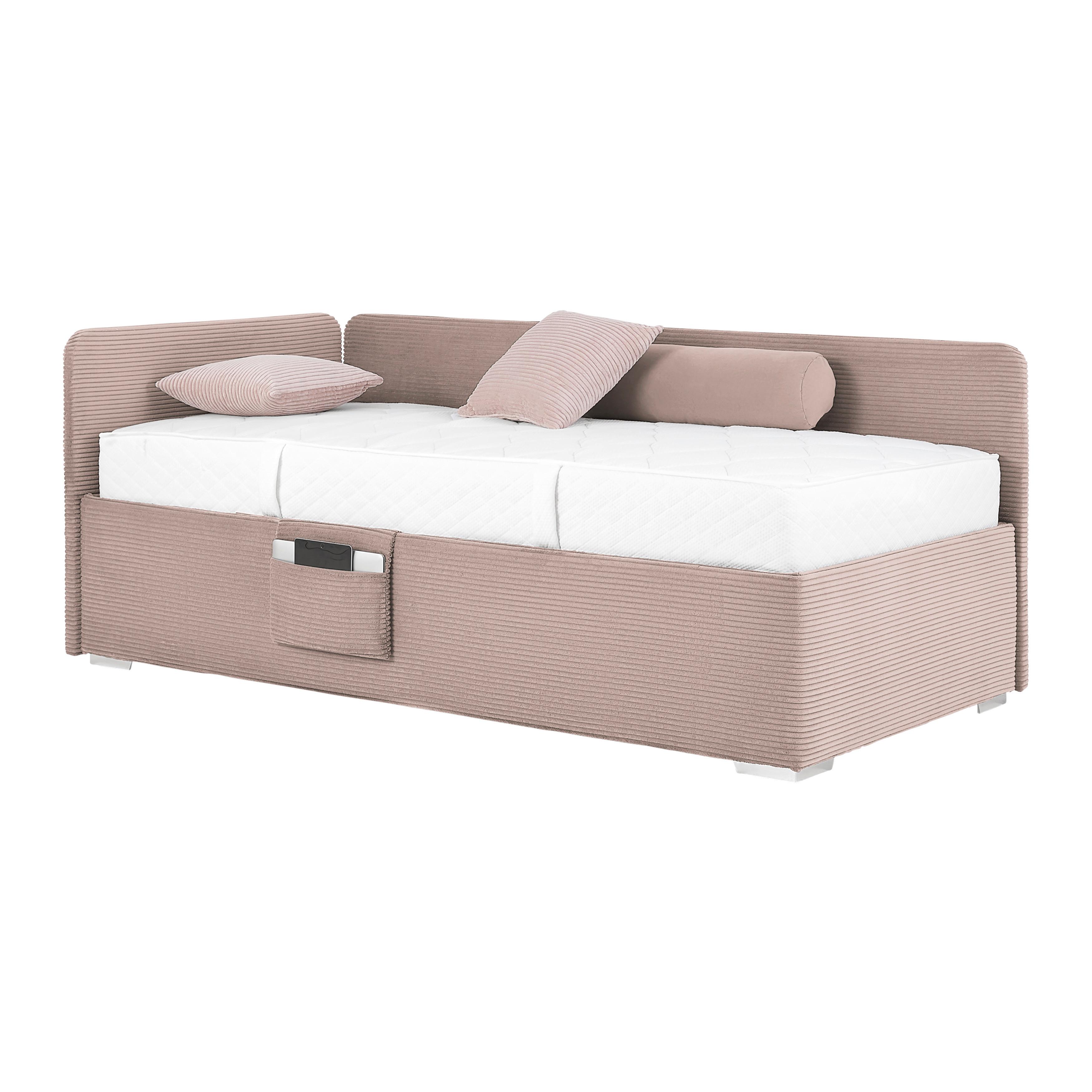 Krevet Remi - pink/prirodne boje, Konvencionalno, drvo/tekstil (90/200cm) - Based