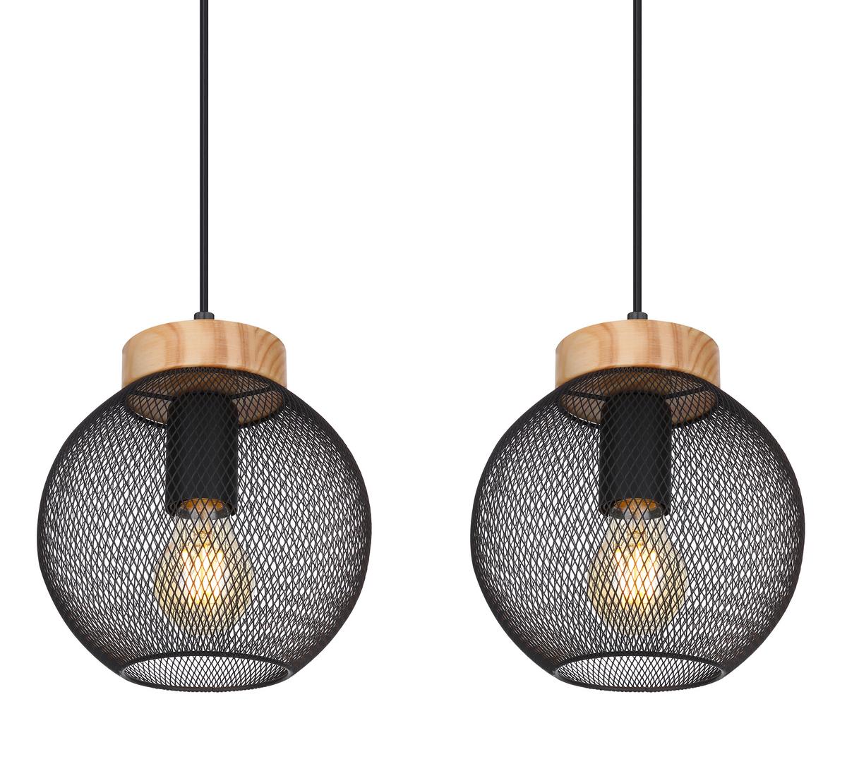 Hängeleuchte Pablo max. 40 Watt - Schwarz/Braun, MODERN, Holz/Metall (95/20/120cm)