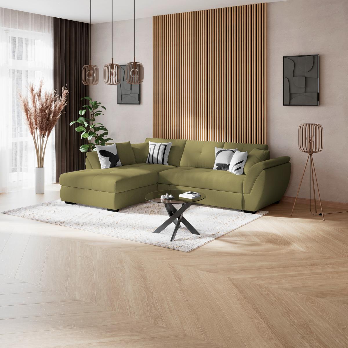 Kutna Garnitura Berisso - zelena/crna, Konvencionalno, tekstil/plastika (187/278cm) - Ondega