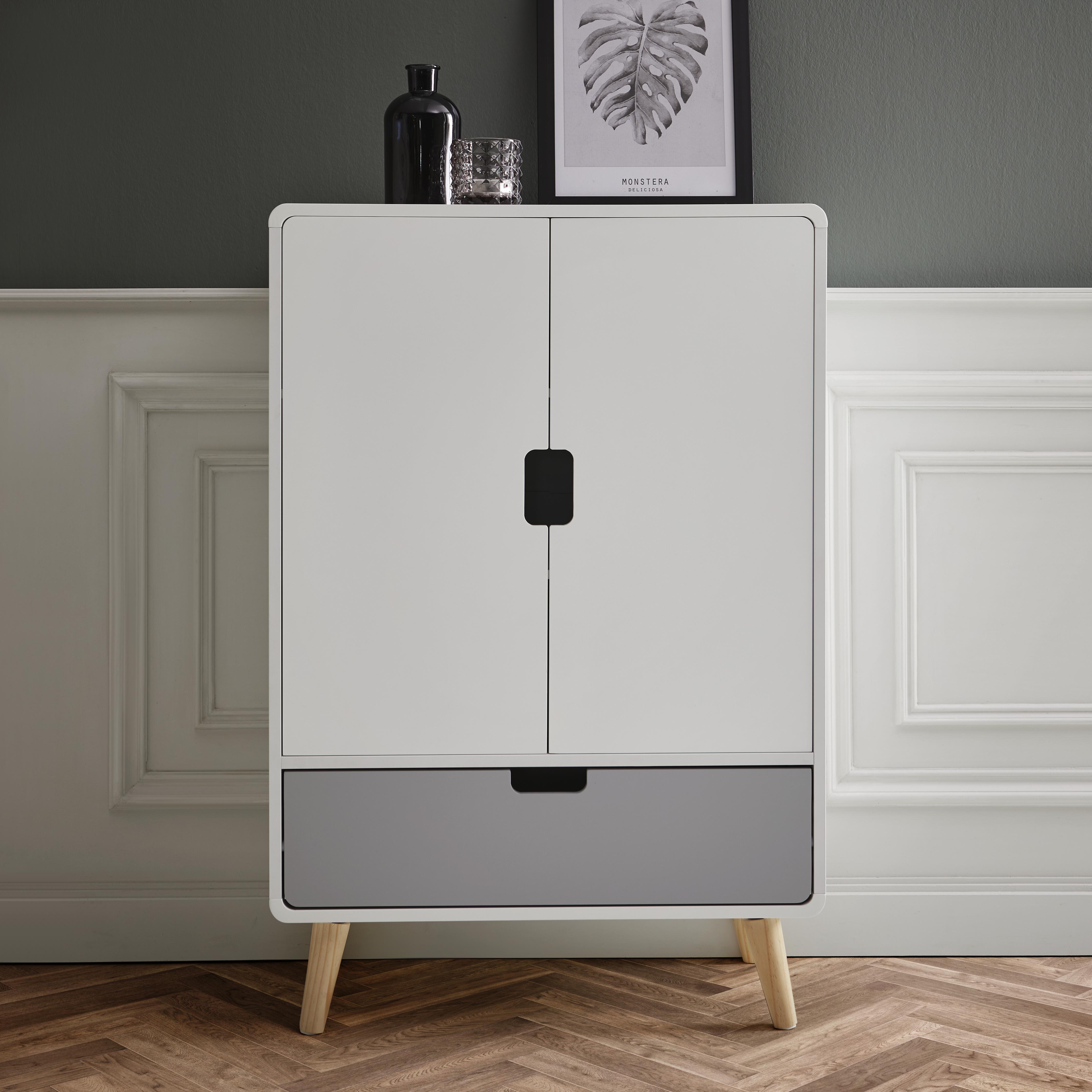 SIDEBOARD in Weiß/Grau 'Daniela' - Weiß/Grau, MODERN, Holz (70/105/38cm) - Bessagi Home