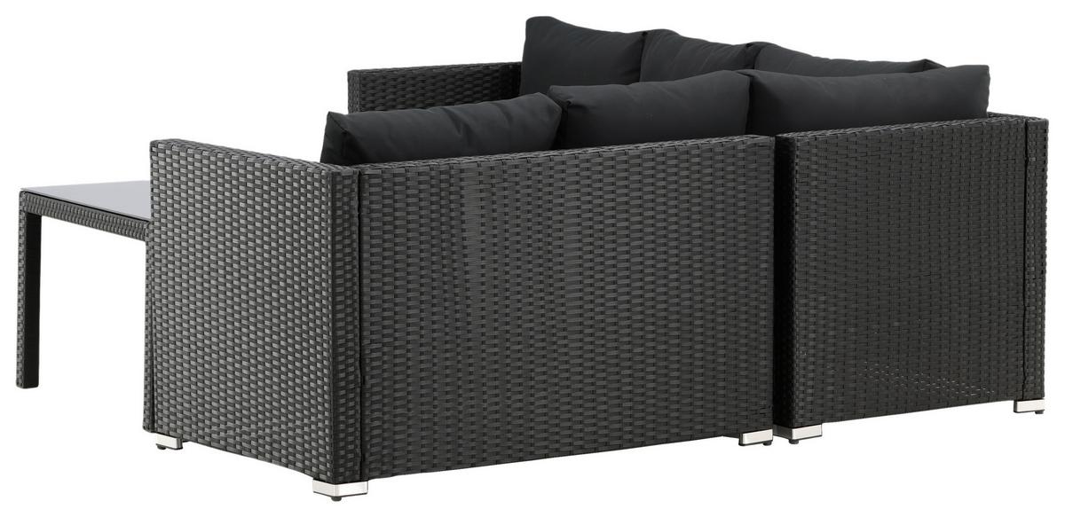 Loungegarnitur Kuba Schwarz - Schwarz, KONVENTIONELL, Glas/Kunststoff - Gardenson