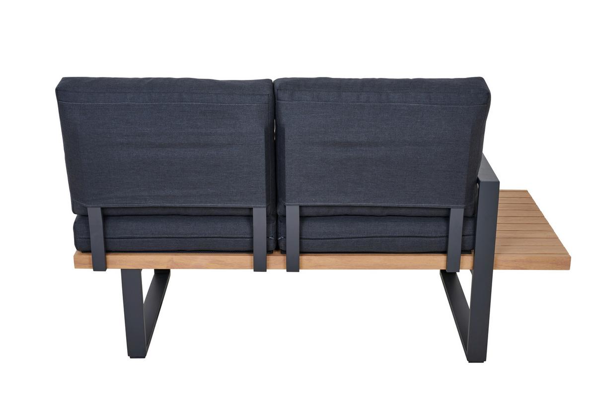 Loungegarnitur Bari Anthrazit/Teakfarben - Anthrazit/Teakfarben, Basics, Textil/Metall (73,5/78,5/155cm) - Siena Garden