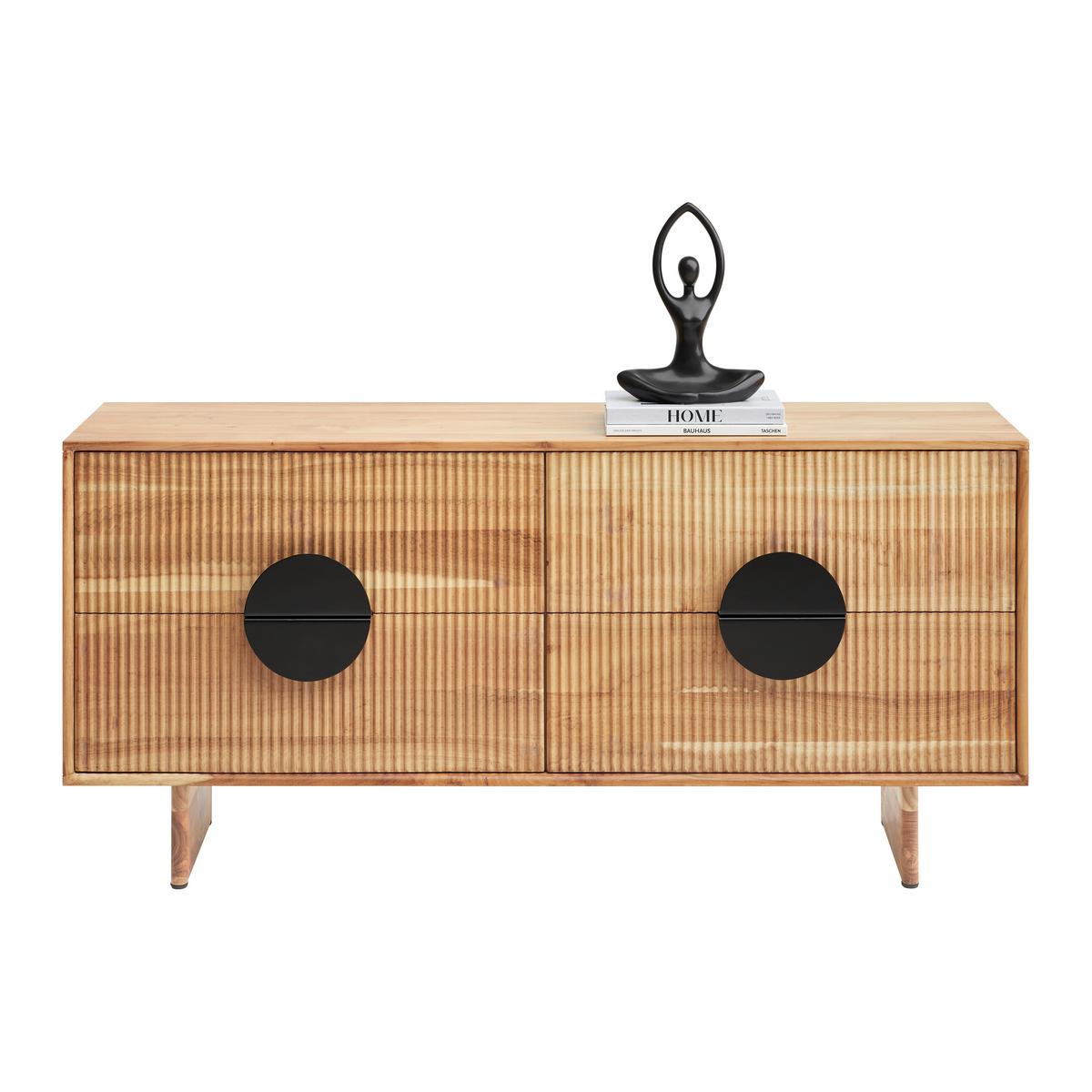 LOWBOARD ROSY -STUDIO- - Schwarz/Akaziefarben, Lifestyle, Holz/Metall (140/65/38cm) - Premium Living