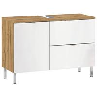 Waschbeckenunterschrank GW-Mau resa ca.80x56x34 cm Eiche/Weiß - Chromfarben/Eichefarben, KONVENTIONELL, Holzwerkstoff/Metall (80/56/34cm) - Germania