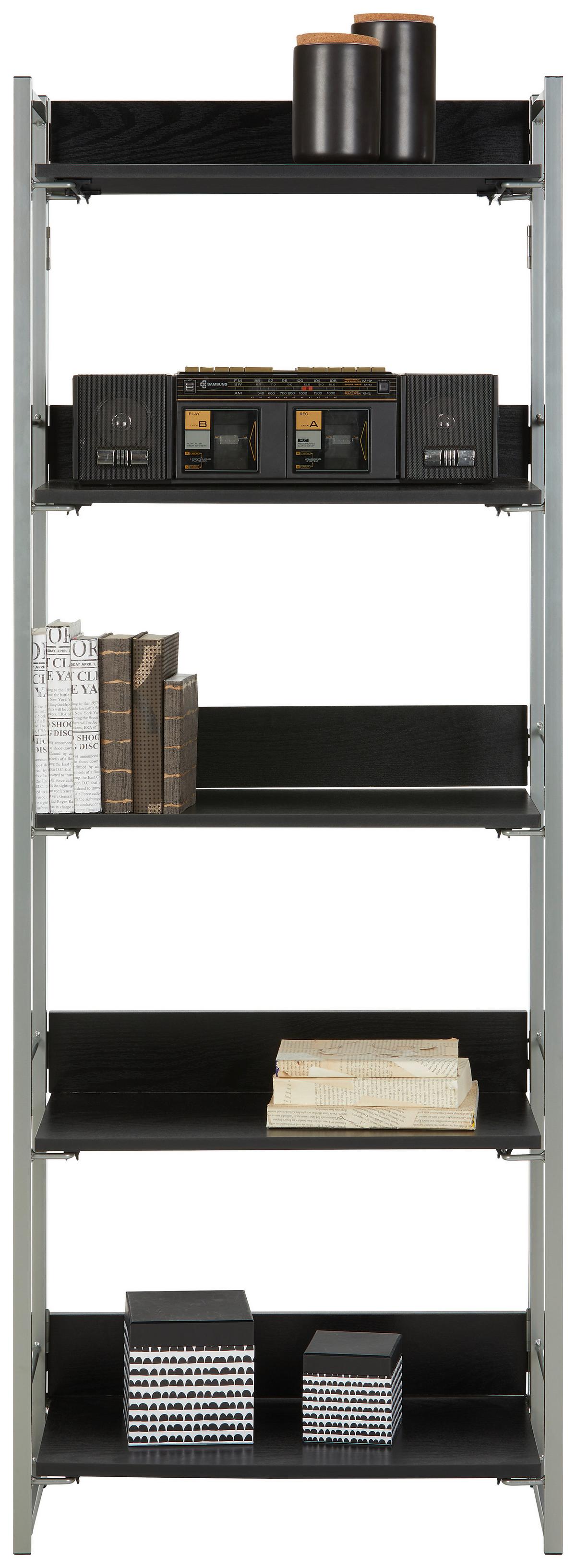 Regal in Grau/Schwarz - Schwarz/Grau, Modern, Holzwerkstoff/Metall (61mm) - Mömax