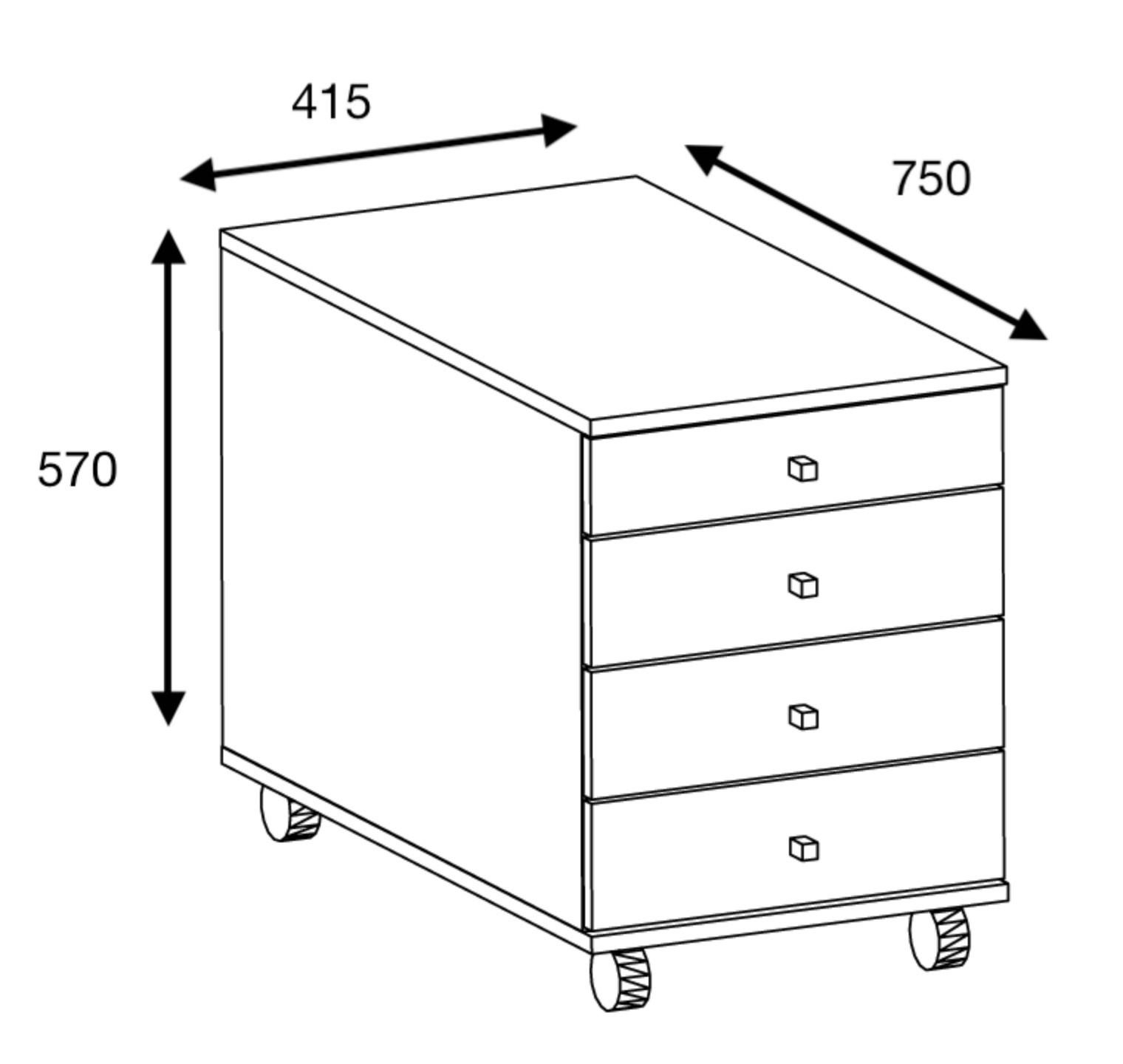 ROLLCONTAINER LONA MAXI - Honigeiche/Anthrazit, Design, Holzwerkstoff/Kunststoff (42/57/75cm) - MID.YOU