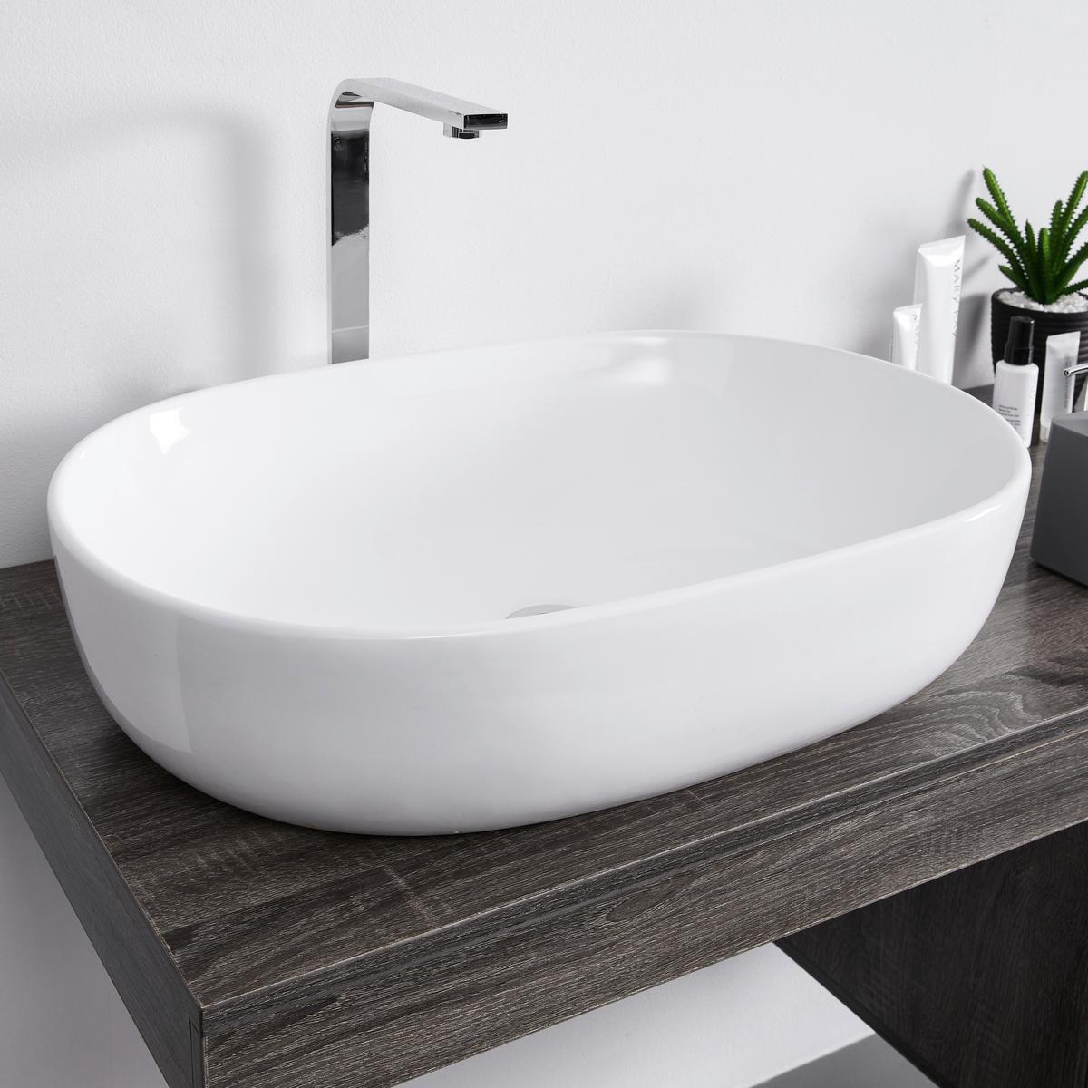 Badezimmer Domenico Rauchfarbe mit Waschbecken & Spiegel - Weiß/Grau, MODERN, Glas/Keramik (120/40/50cm) - Bessagi Home