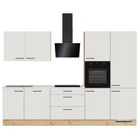 Küchenblock IP1200 o. Geräte Weiß - Eichefarben/Schwarz, MODERN, Holzwerkstoff/Metall (310cm) - Impuls