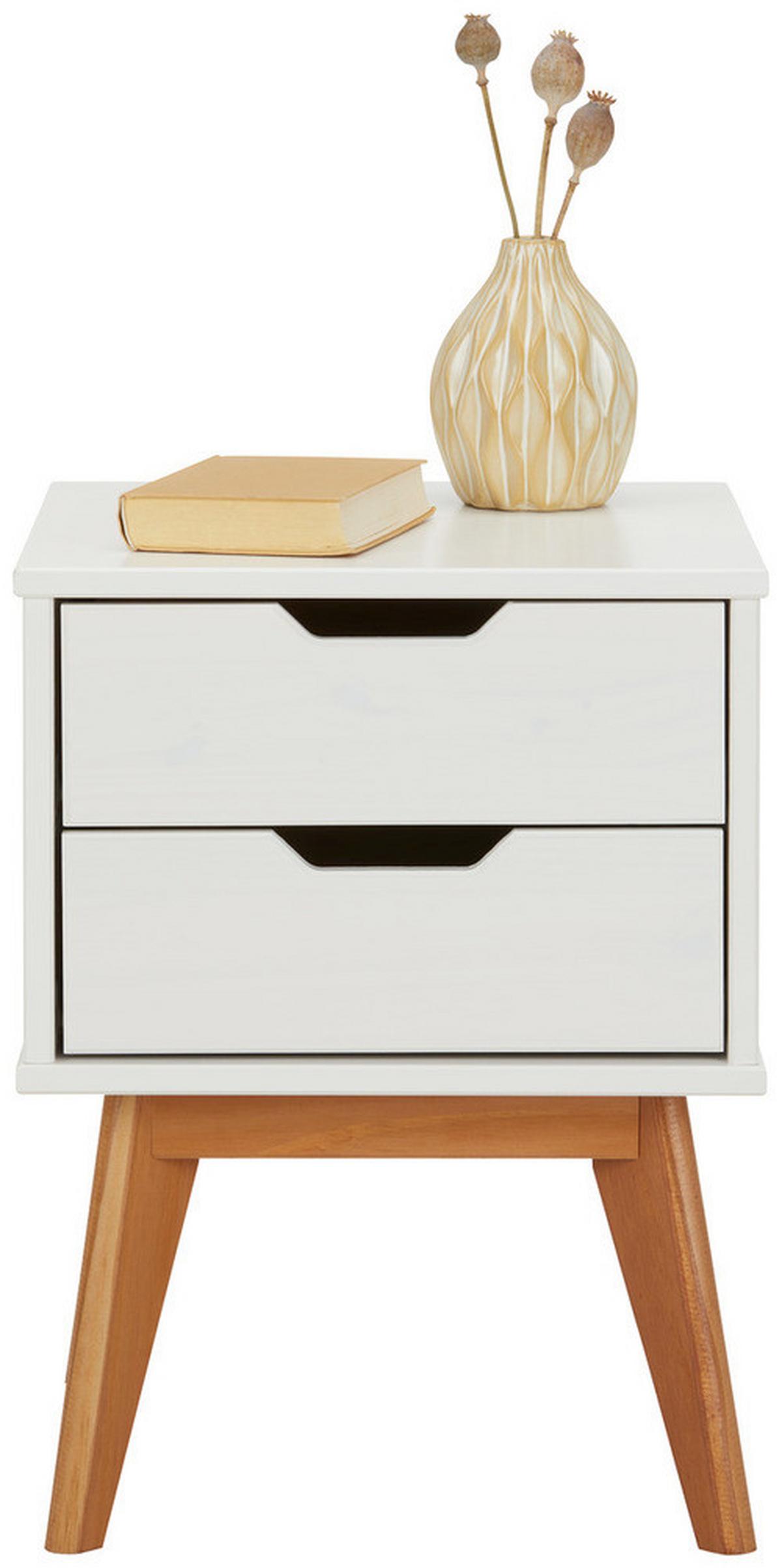 Nachttisch aus Kiefer massiv - Weiss, Modern, Holz (40/52/40cm) - Zandiara