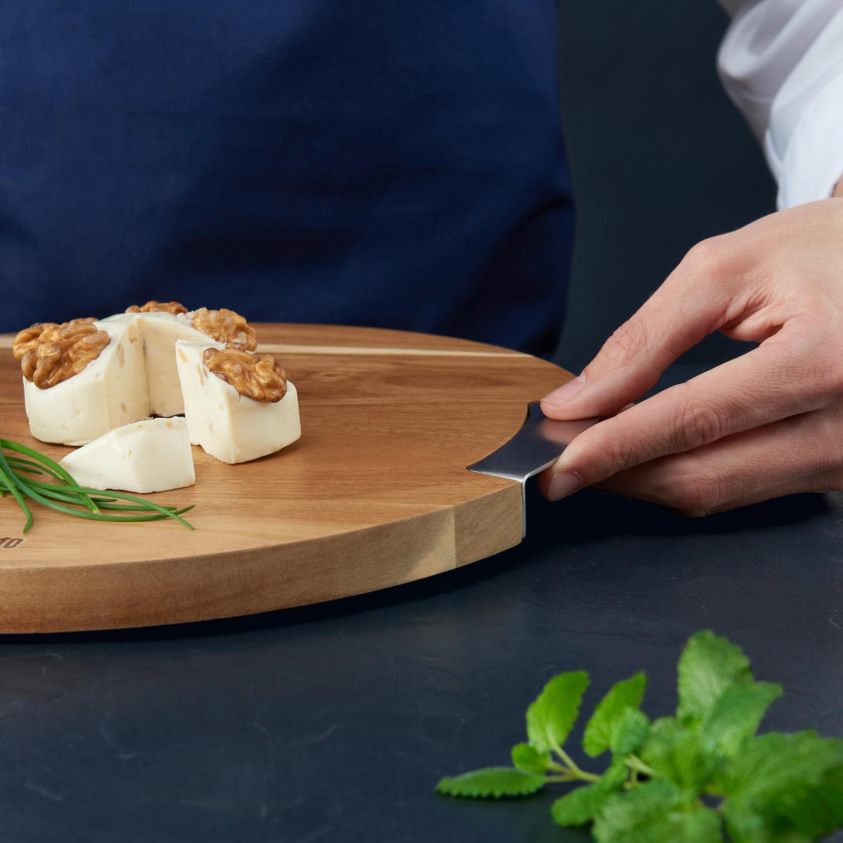 Schneidebrett Profi Line in Akazienfarben Ø ca. 31,2cm - Akaziefarben, KONVENTIONELL, Holz/Metall (31,2/1,9cm) - Gourmesto