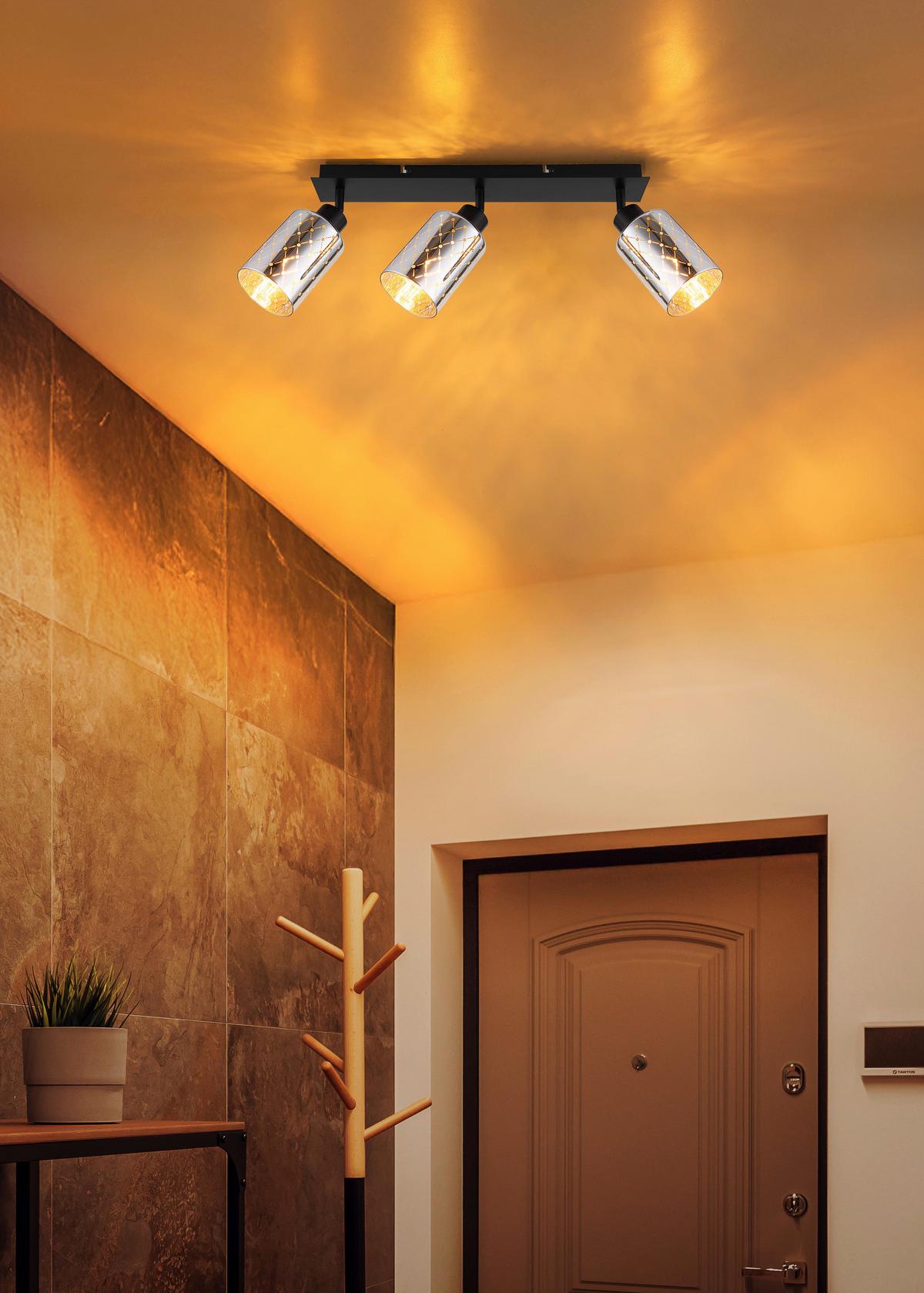 STRAHLER 54316-3  ALONSO - Klar/Chromfarben, Basics, Glas/Metall (66/9/22cm) - Globo