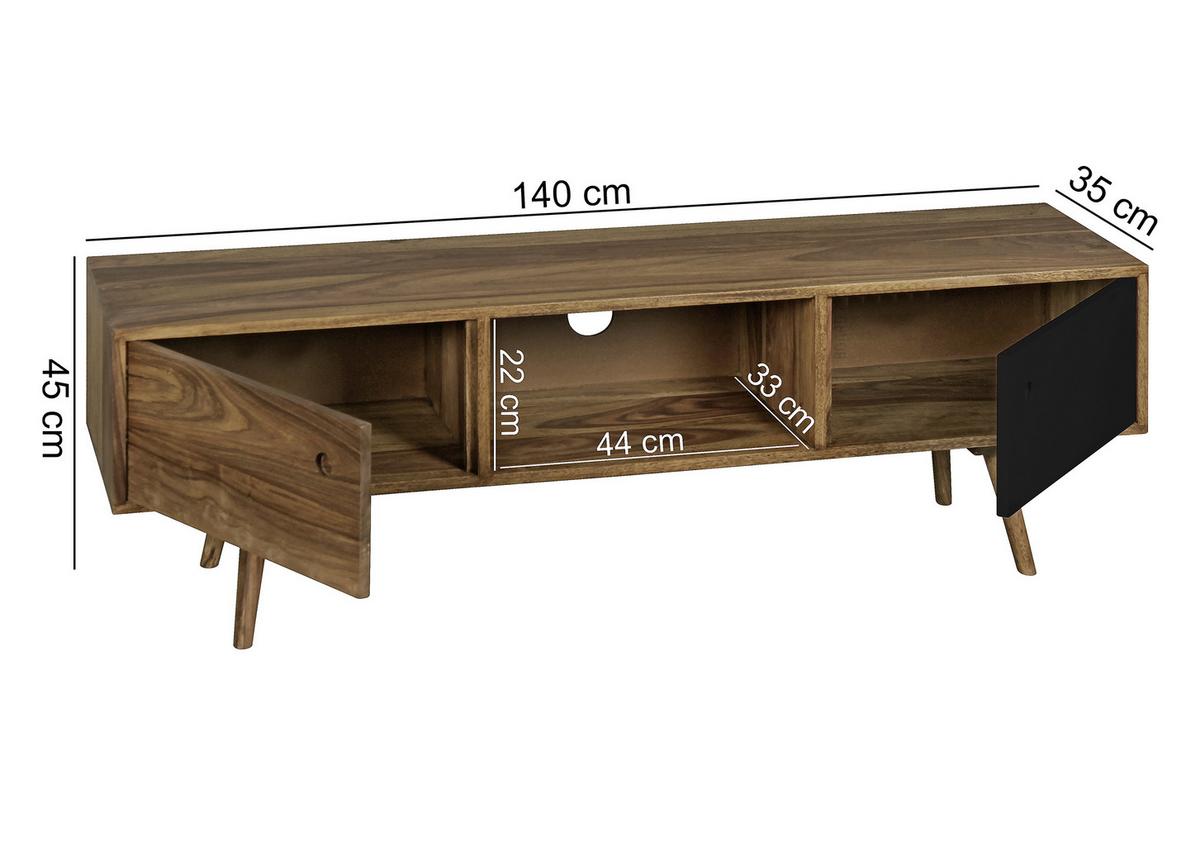 Lowboard Repa Sheesham ca. 140x45x35 cm Braun/Schwarz - Sheeshamfarben/Schwarz, Design, Holz (140/45/35cm) - MID.YOU